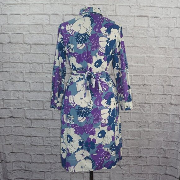 Vintage 60s Floral Belted Shirt Dress - Picture 3 of 7